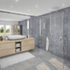 bathroom showing decorative shower panels
