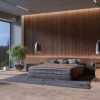 Modern,Bedroom,Interior,With,Slat,Wood,Wall,Panels,,3d,Rendering